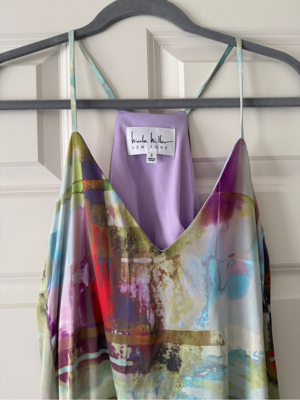 Multi-Color Abstract Print Slip Dress - Picture 2 of 5